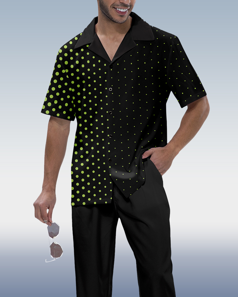 Rianmond Polka Dot estampado de manga corta Walking Suit 215 para hombre