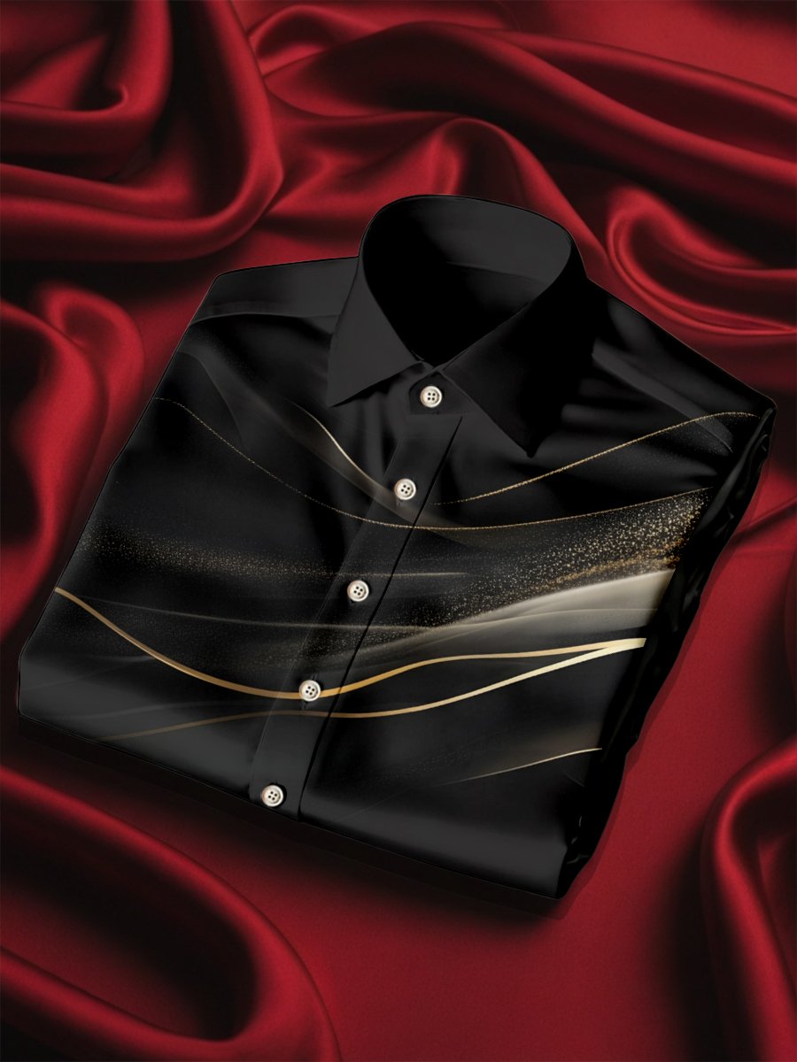 Camisa seda rayas de lujo ejecutivo de manga larga para hombre