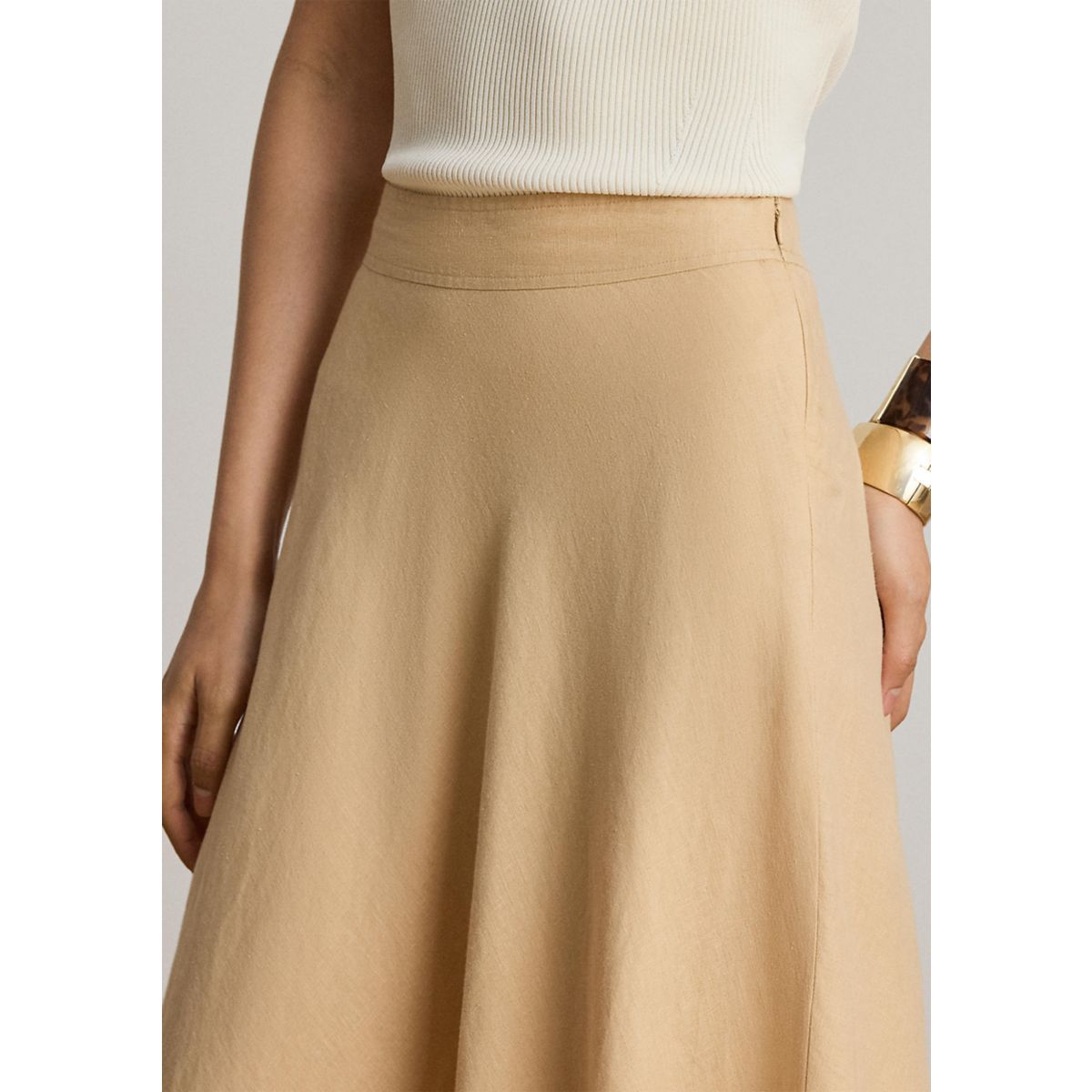 Linen A-Line Midi Skirt - 3