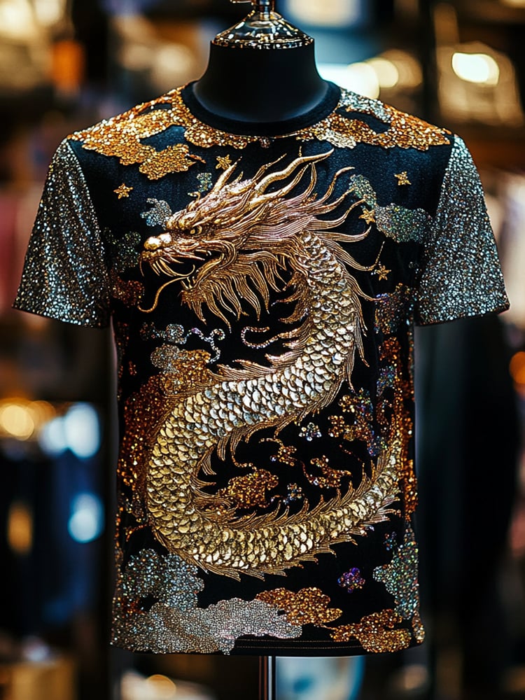 Camiseta ejecutivo Tiger estampado de manga corta para hombre