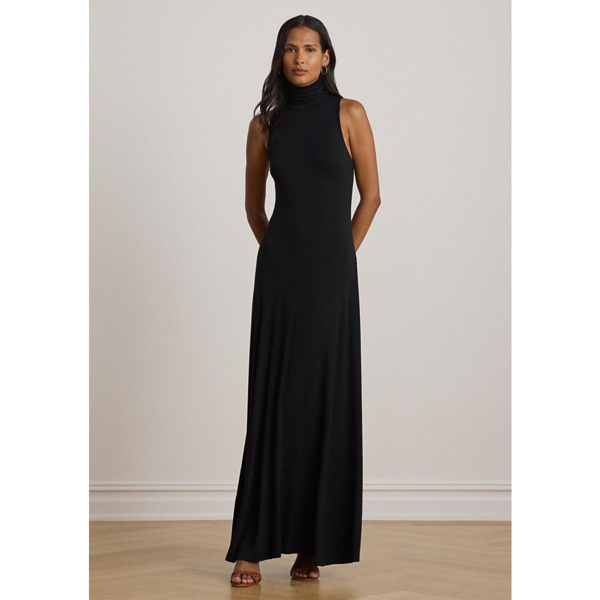 Women's Jersey Sleeveless Turtleneck Maxi Dress - 1