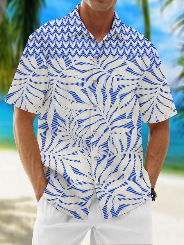 Camisa Moisture Wicking floral Chest Pocket Hawaiian
