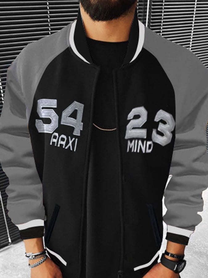 Chaqueta Hip Hop casual Contrast Color cierre Baseball para hombre