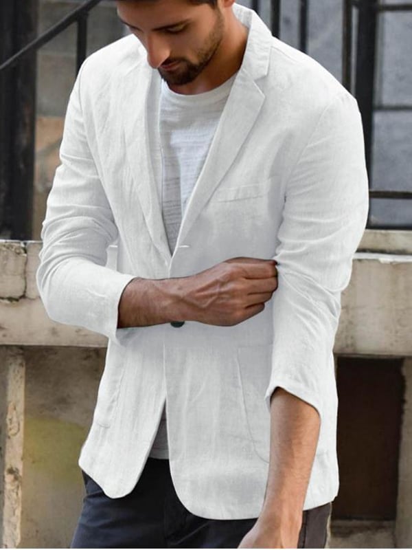 Casual holgado de algodón and de lino suit para hombre