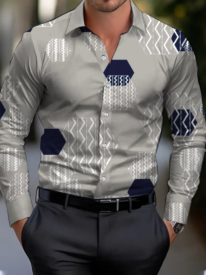 Ejecutivo Style geométrico Princamiseta para hombre