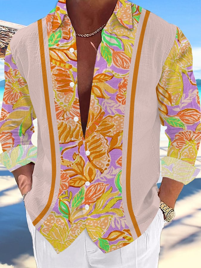 Camisa Hawaii estampado de moda Vacation And casual para hombre