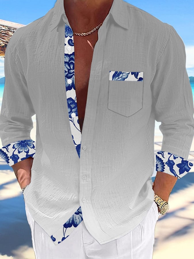 Camisa Hawaiian estampado de modaable Resort casual (With Pockets) para hombre