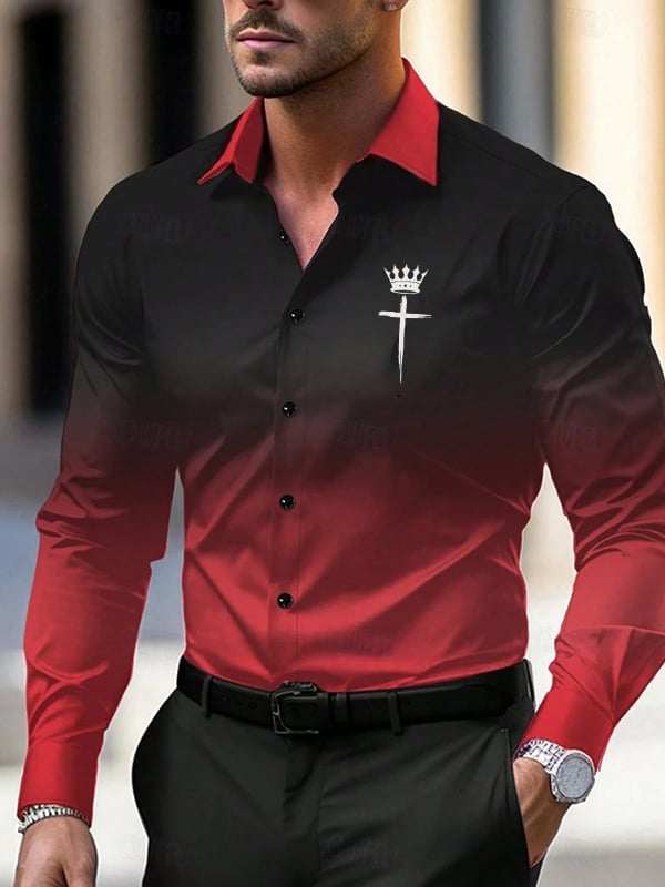 Camisa Street Style ejecutivo a rayas estampado de manga larga para hombre