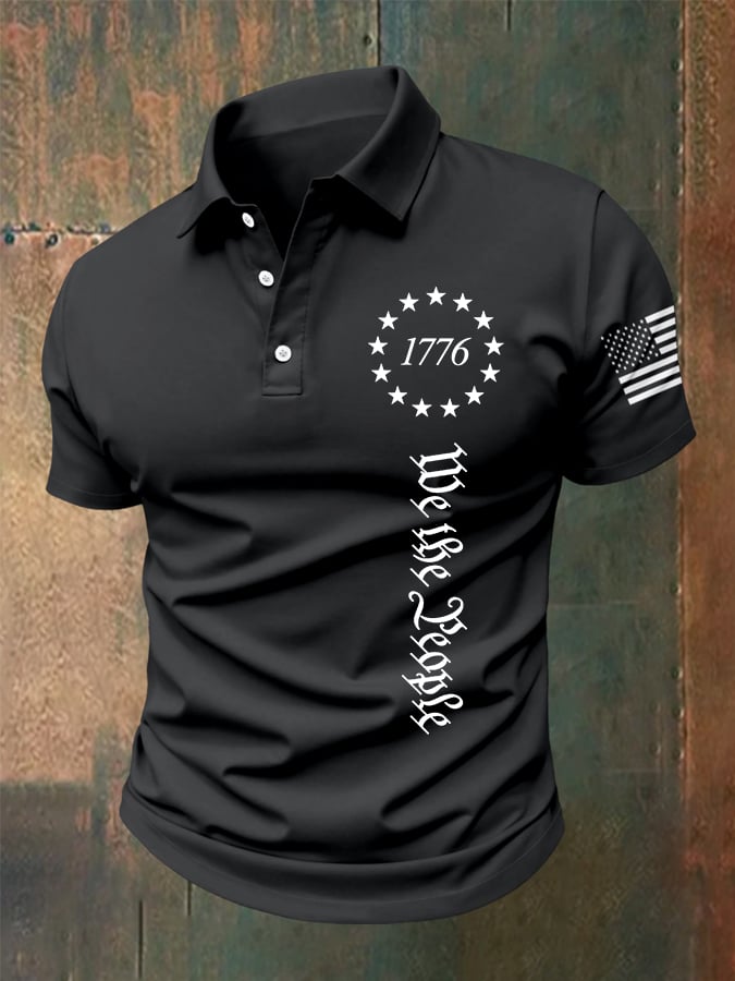 Camisa polo 1776 We The People estampado casual para hombre