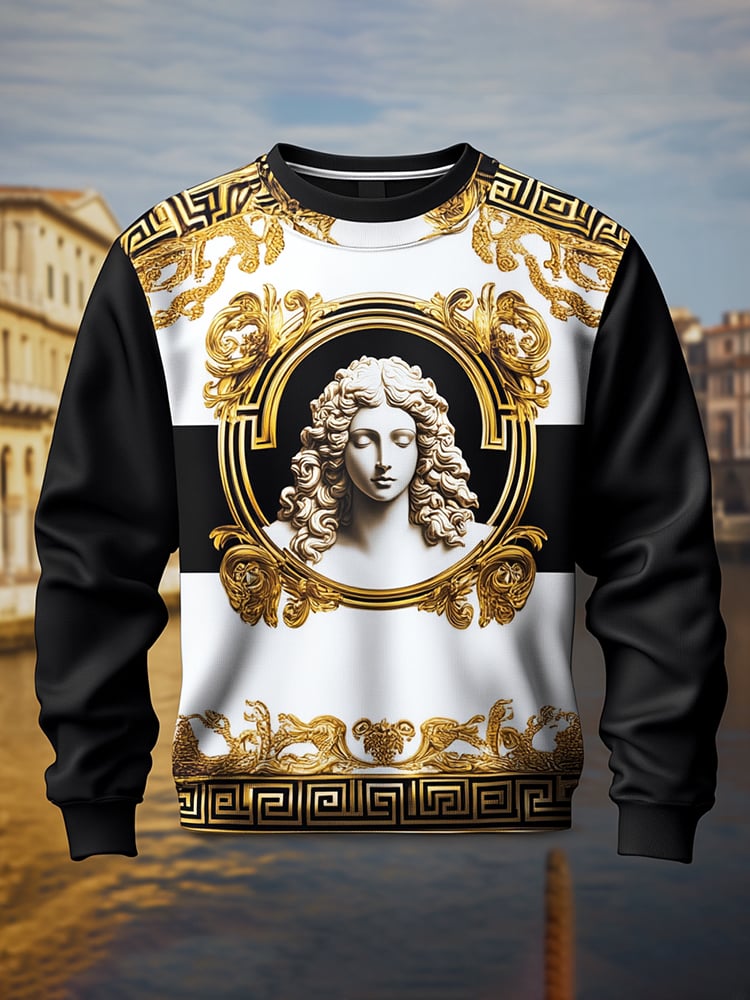 Sudadera de lujo estampado cuello redondo para hombre