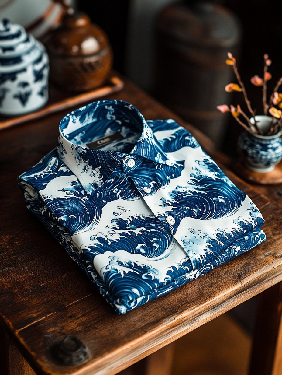 Camisa ejecutivo casual floral solapa de manga corta para hombre