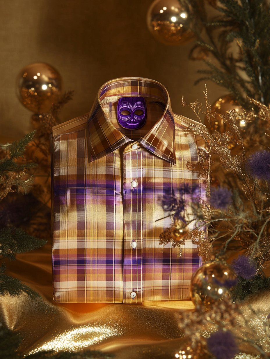 Camisa Purple Carnival Theme de lujo seda de manga larga (Accessories Not Included) para hombre