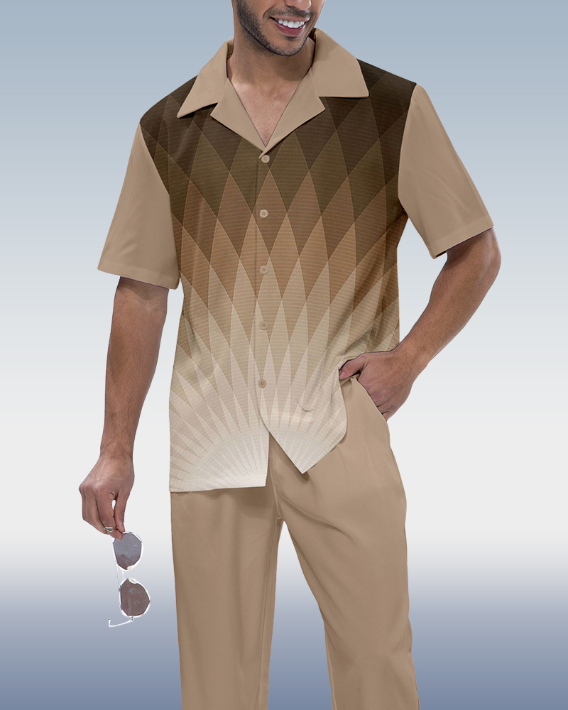 Camisa Rianmond Gradient estampado de manga corta Walking Set 638 para hombre