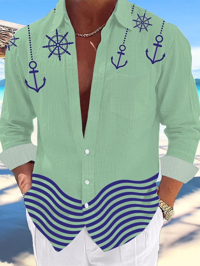 Camisa casual Hawaiian estampado Lapel para hombre