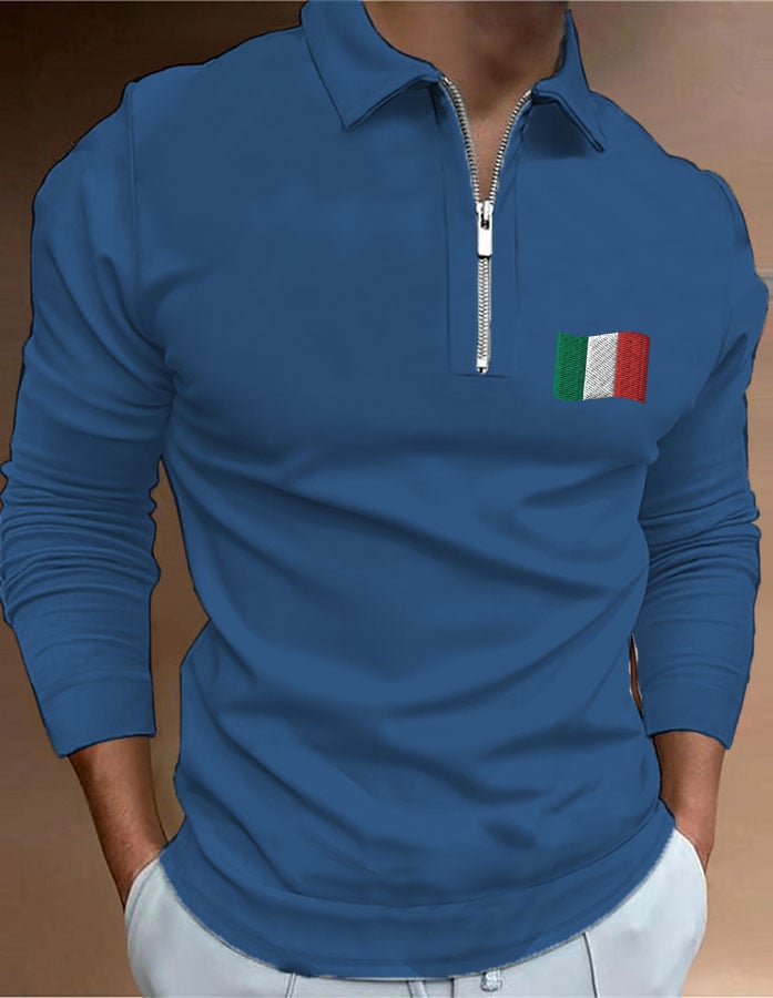 Camisa polo "Italy" estampado con cierre para hombre