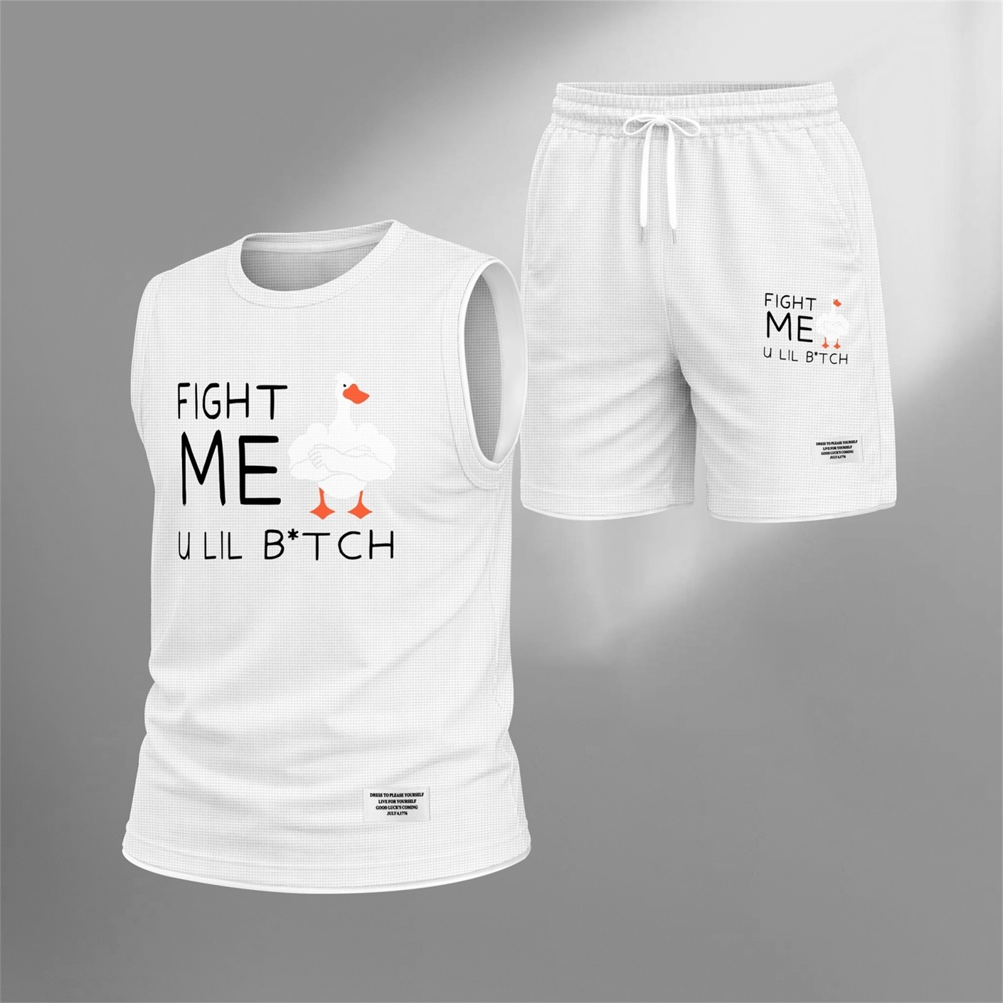 Shorts 2 Piece Graphic Set, Sleeveless Tank Top and casual shorts Outfit, Regular Fit Summer Clothing Set for Men, Streetwear Matching Set for Vacation Gym para uso diario Wear and para exterior Looks para hombre