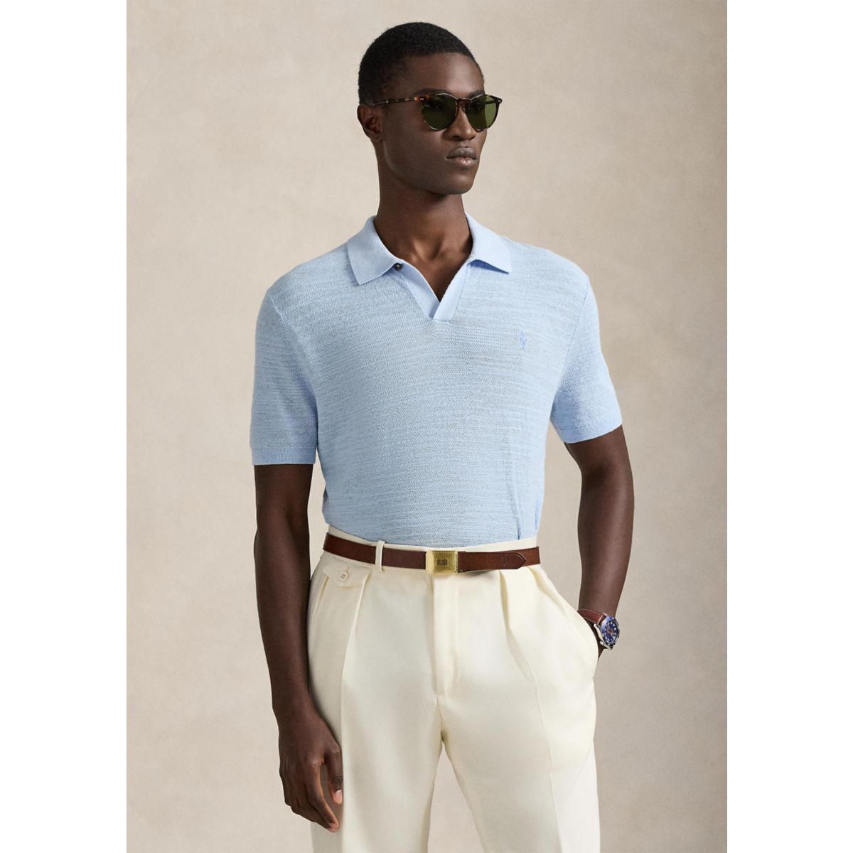 Textured Cotton-Linen Sweater - 1