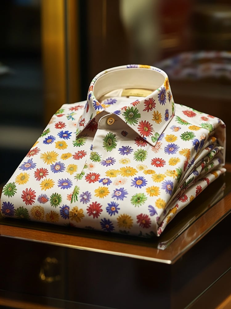 Camisa ejecutivo de lujo floral estampado de manga corta para hombre