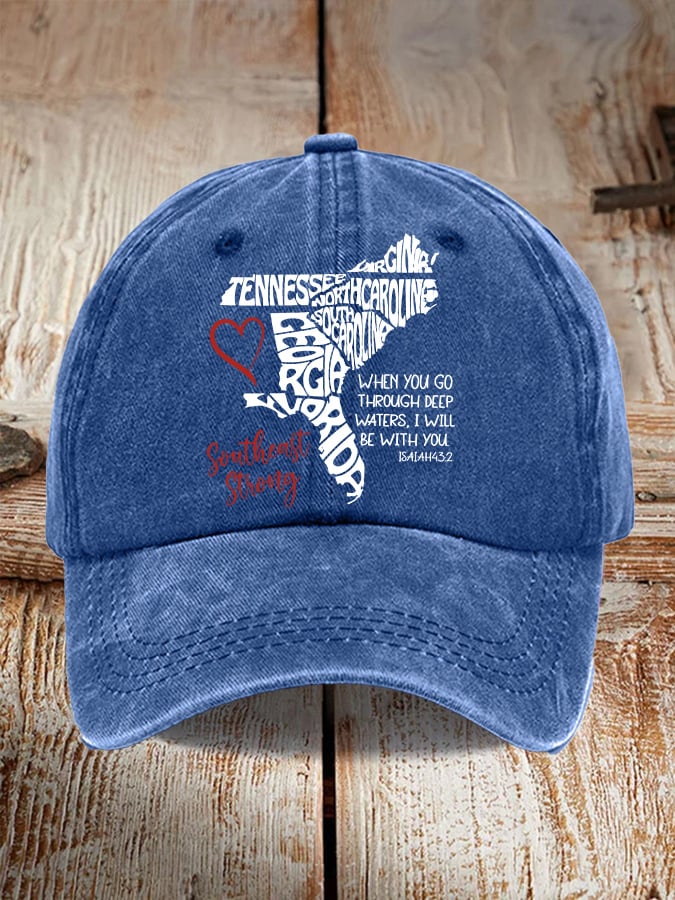 Gorras retro Southeast Strong When You Go Through Deep Waters, I Will Be With You Isaiah 43:2 Tennessee Georgia, South Carolina, North Carolina, , Virginia, Florida estampado Baseball