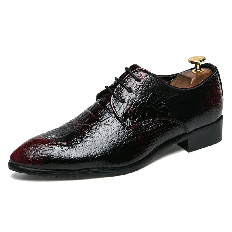 Zapatos ejecutivo casual Pointed Toe Patchpara trabajo a cuadros Exotic Skin Faux cuero para hombre