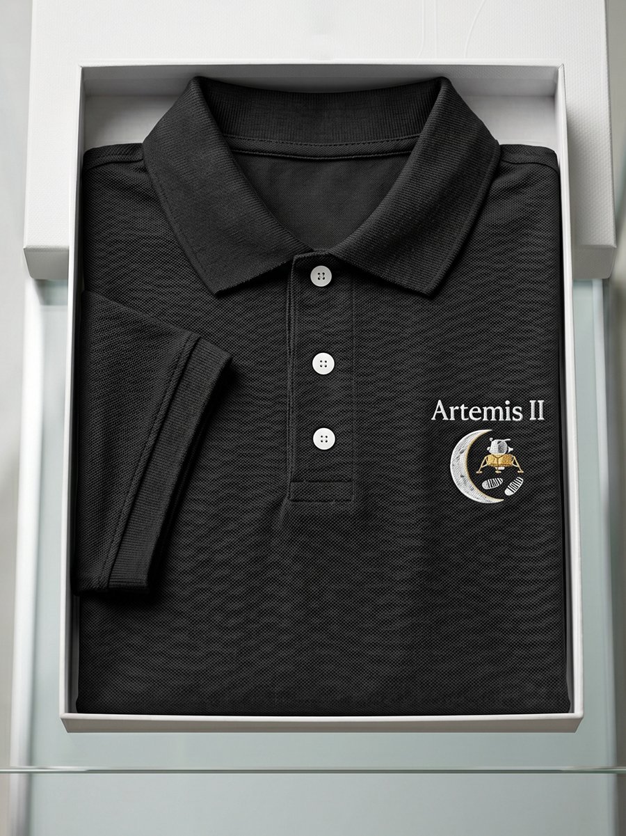 Camisa polo Artemis II Commemorative Edition casual de manga corta para hombre