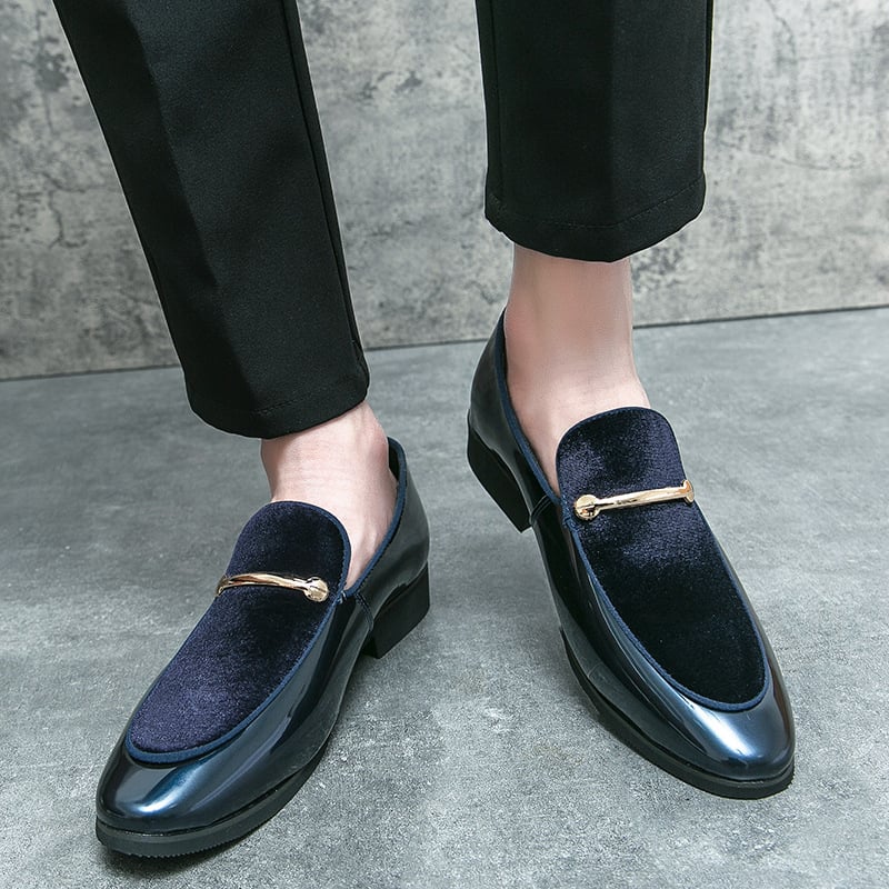 Zapatos de moda British Style de color sólido Patent cuero gamuza ejecutivo casual cuero