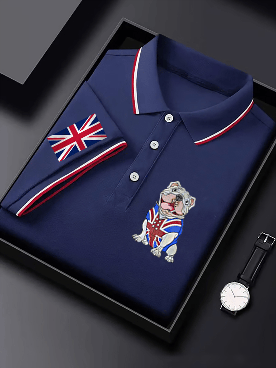 Camisa polo ejecutivo Union Jack casual Button de manga corta para hombre