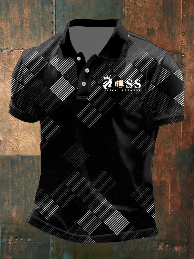 Casual retro geométrico ejecutivo Polo para hombre