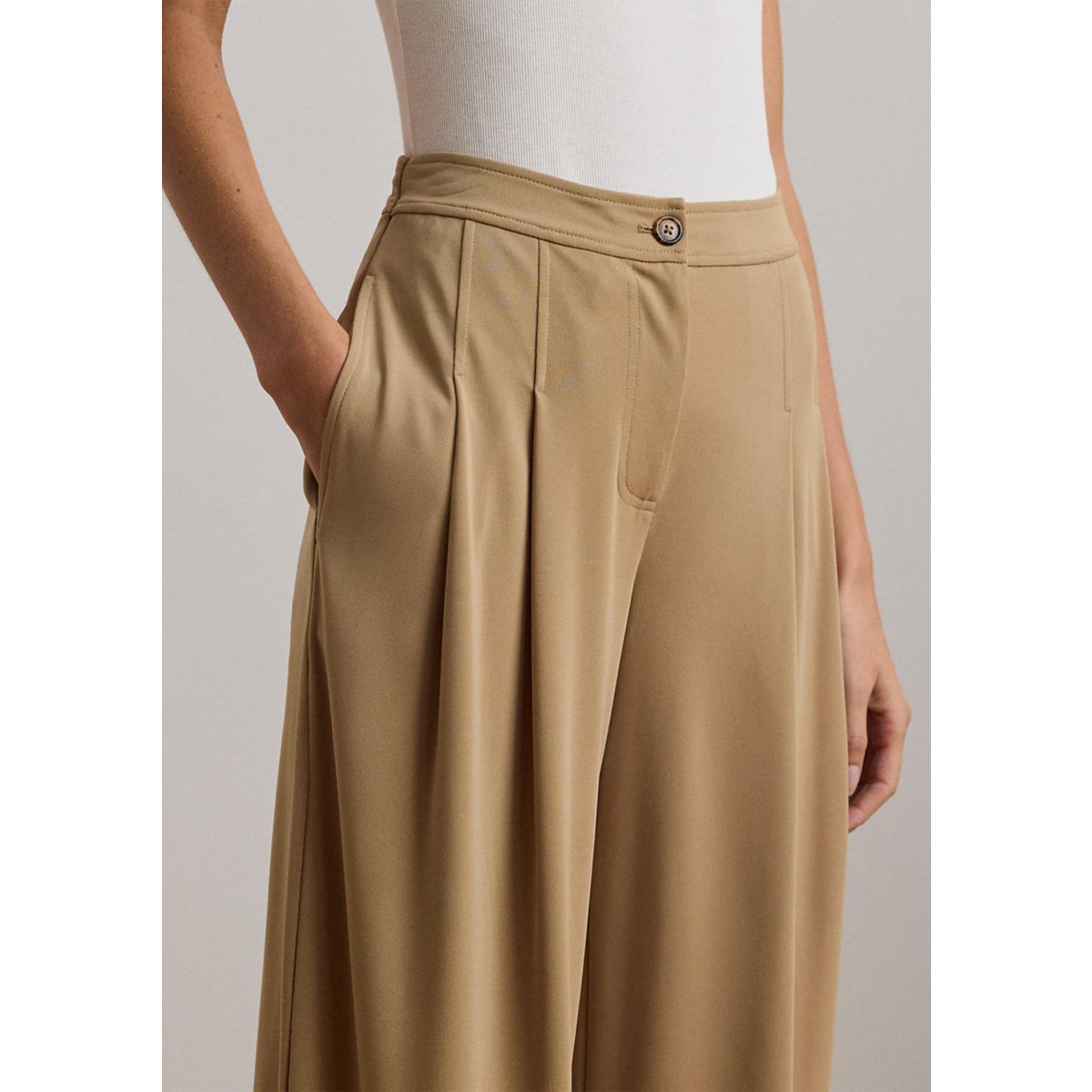 Pleated Stretch Jersey Wide-Leg Pants - 3
