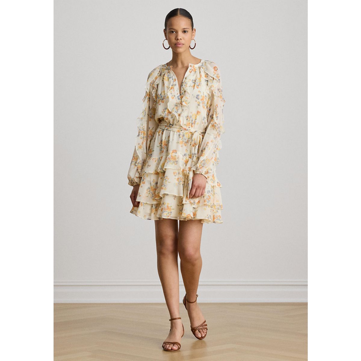 Petite Floral Ruffle-Trim Tiered Dress - 1