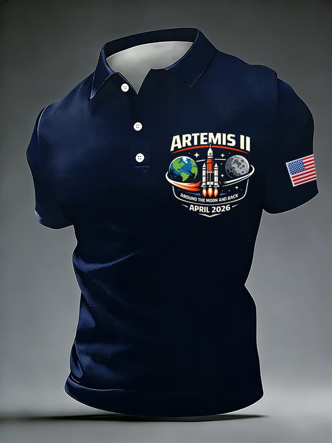 Camisa polo Around The Moon And Back estampado para hombre