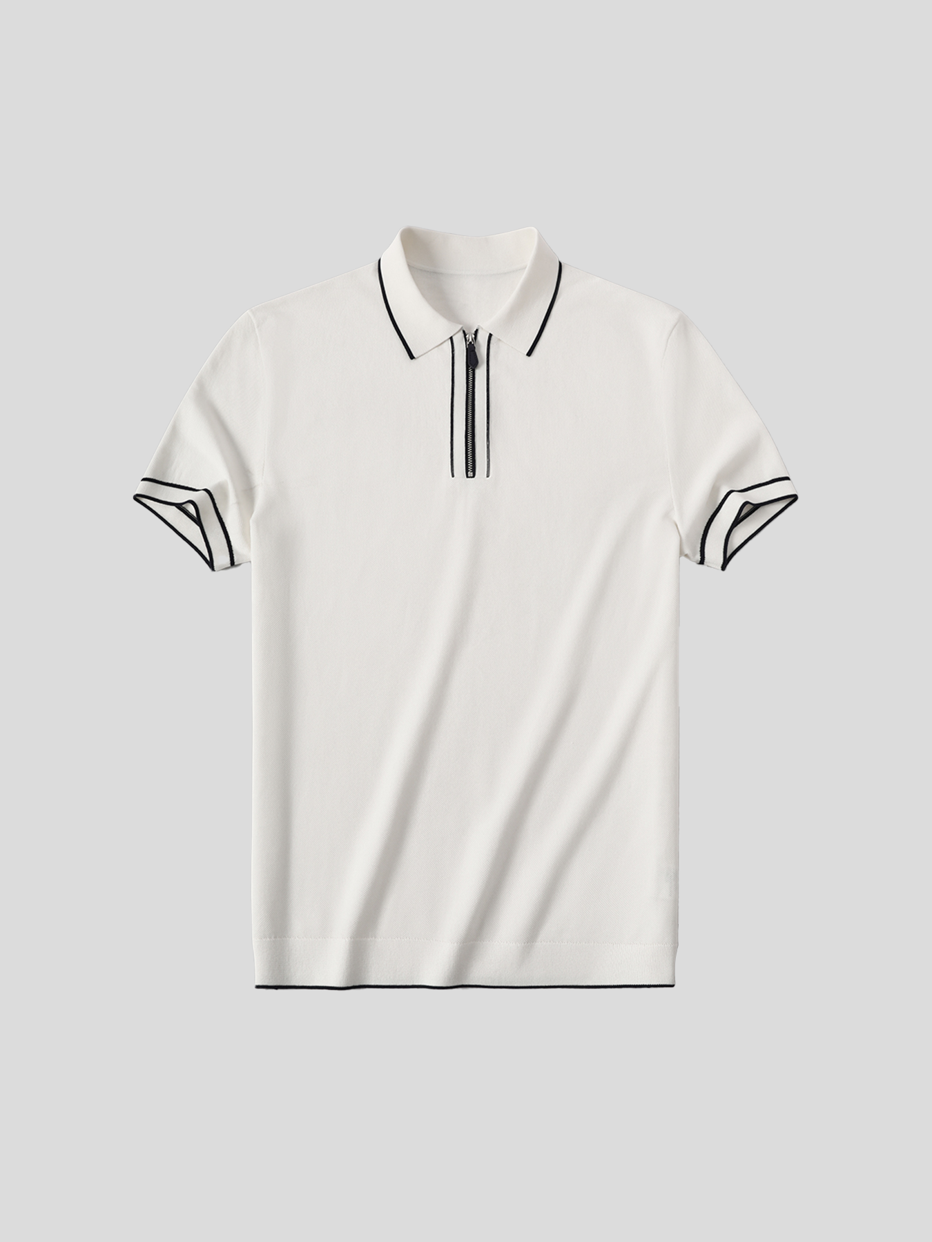 Gentletejido Contrast Color de manga corta Zip tejidoted Polo