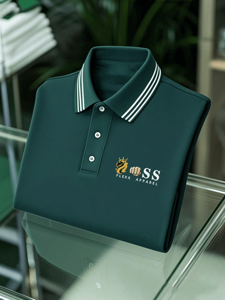 Camisa polo ejecutivo casual estampado de manga corta para hombre