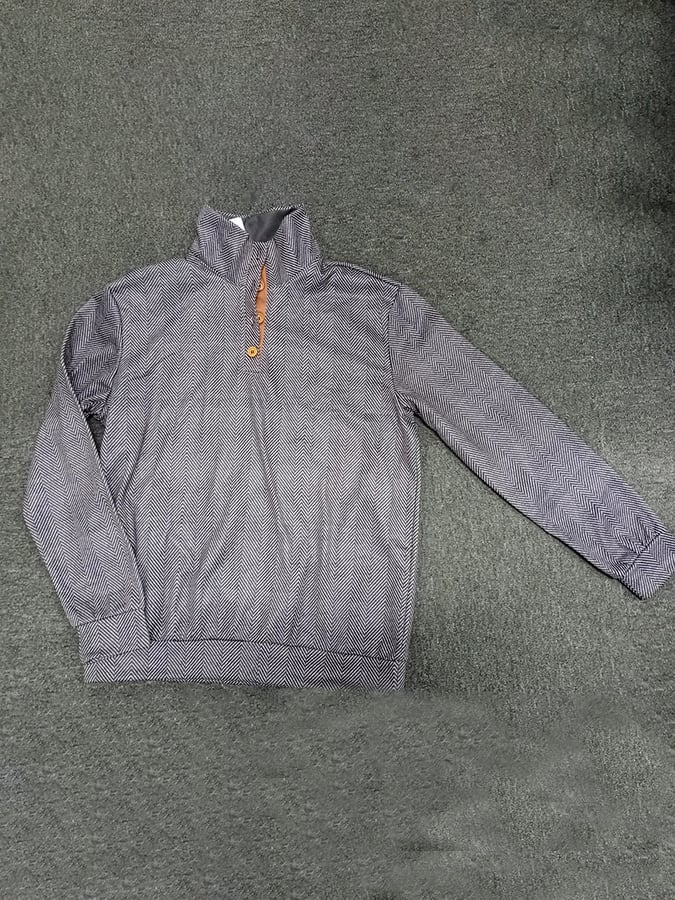 Sudadera Western vintage Herringbone estampado Design Stand cuello con botones para hombre
