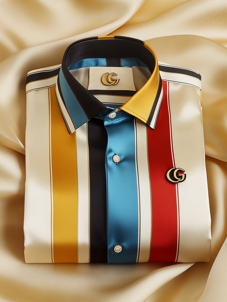 Camisa satén Luxe de manga larga con botones para hombre