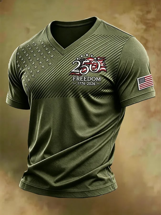 Camiseta retro Independence Day Patriot V-Neck para hombre