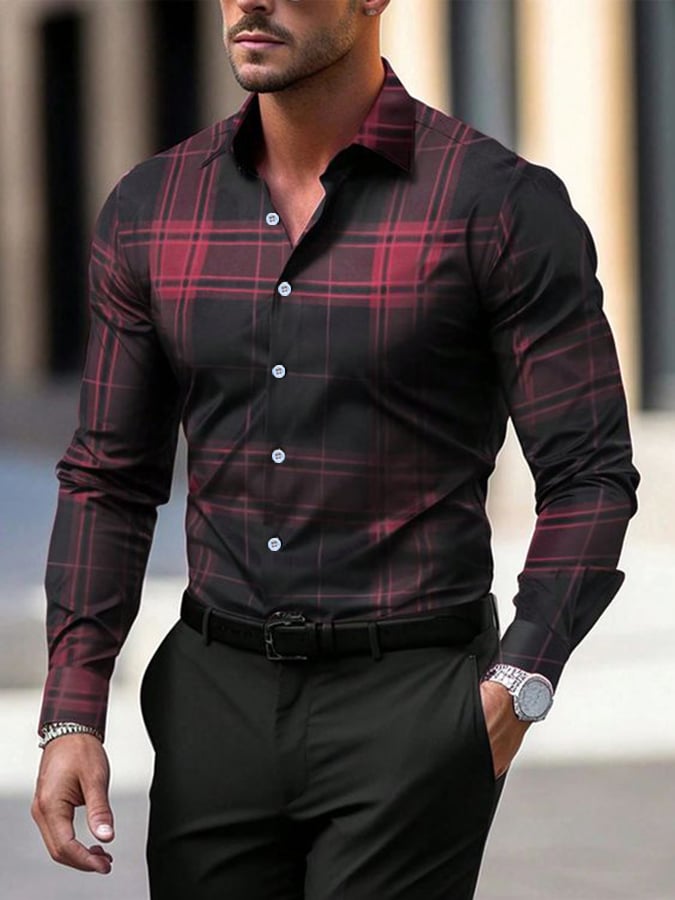 Camisa a cuadros ejecutivo casual para hombre