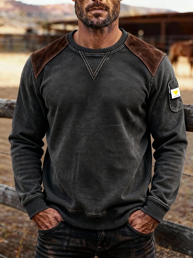 Sudadera vintage Comfort Henley para hombre