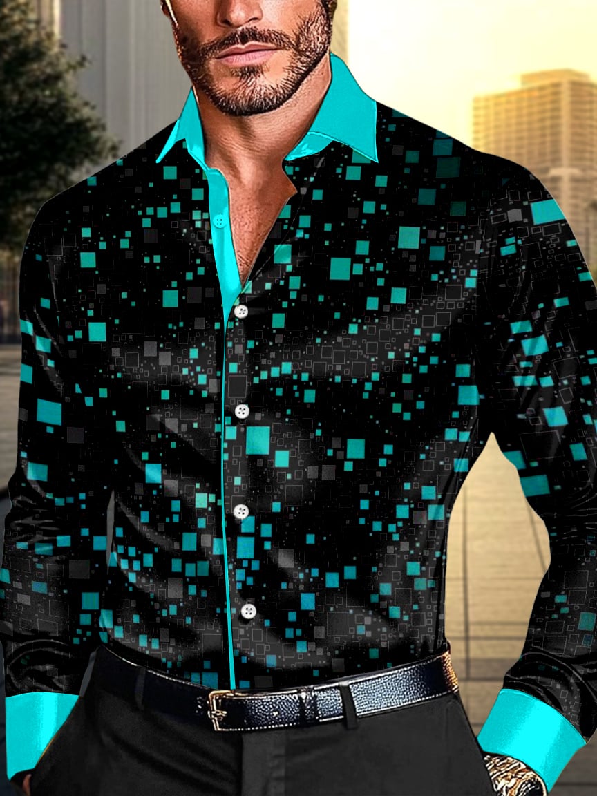 Camisa satén Luxe de manga larga con botones para hombre