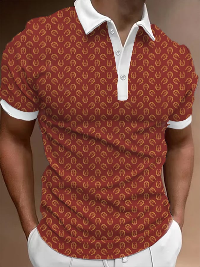 Camisa polo Jockey Club Design Button de manga corta casual para hombre