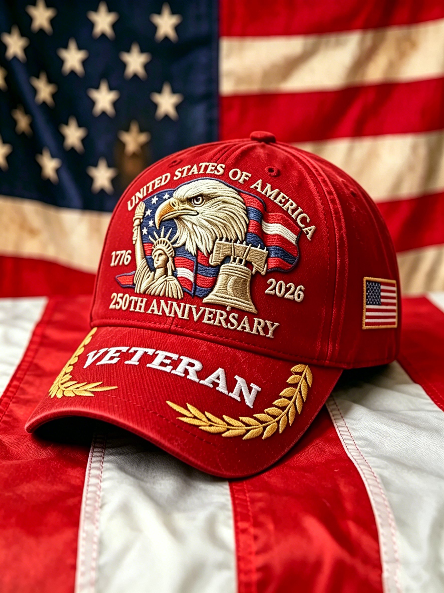 Unisex USA America Birthday 1776鈥?026 Veteran Baseball Cap