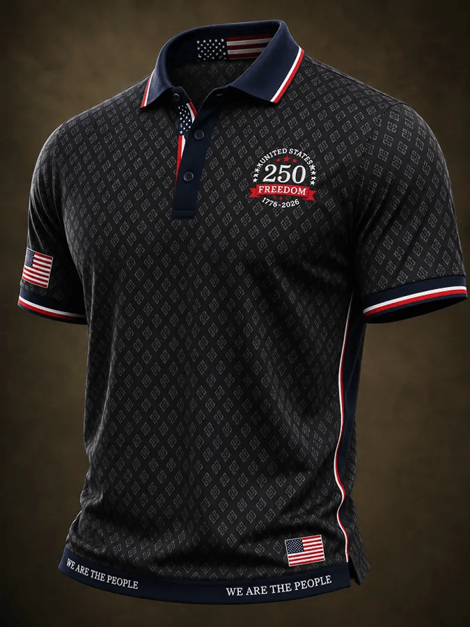 Camisa polo USA 1776-2026 estampado para hombre