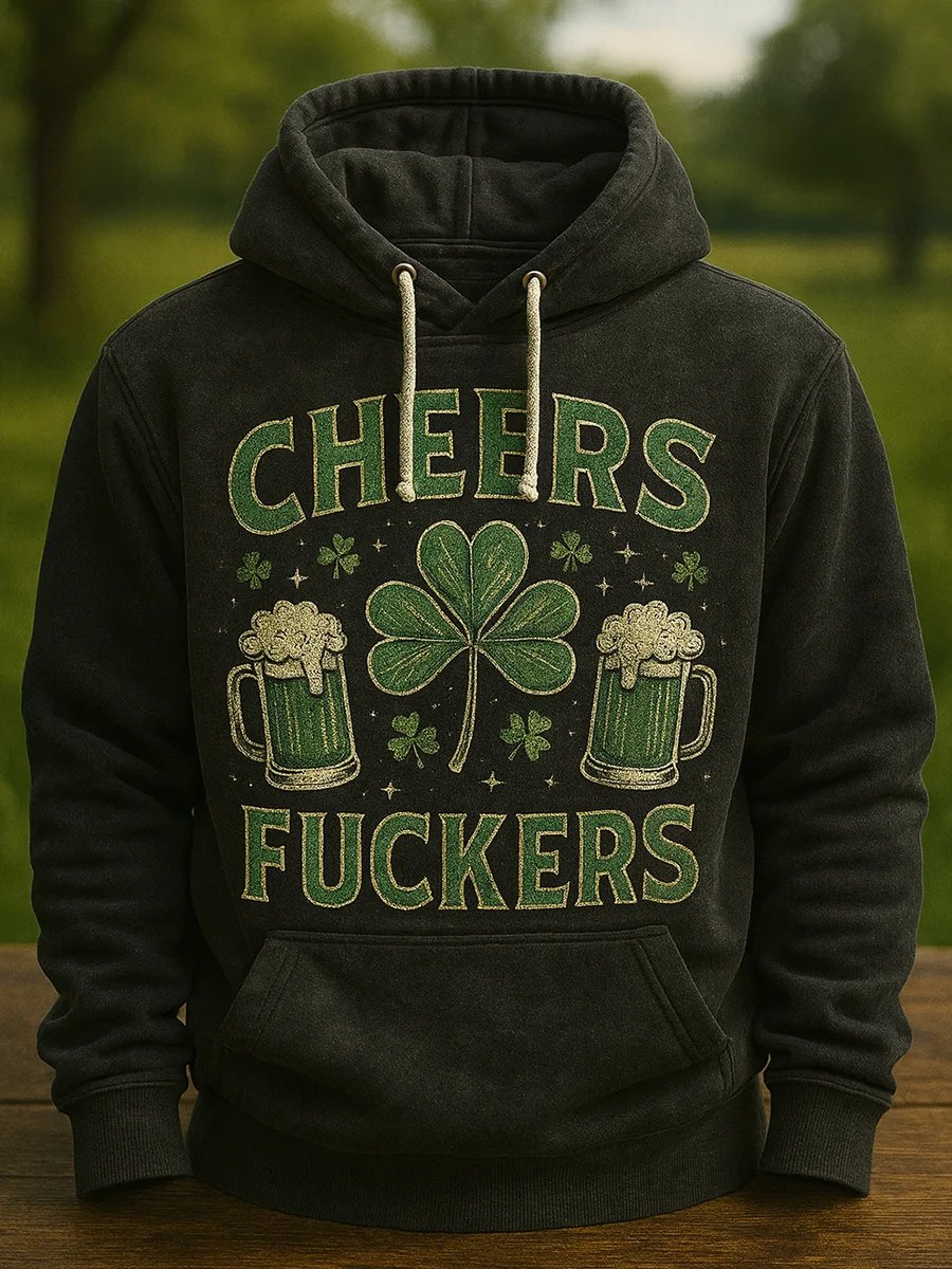 St. Patrick's Day retro Art estampado cuello redondo Top para hombre