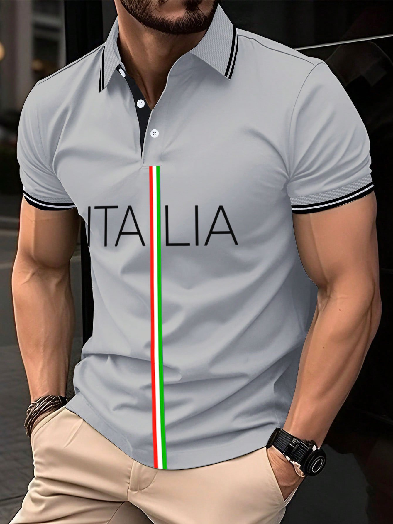 para hombre "Italy" estampado camisa polo