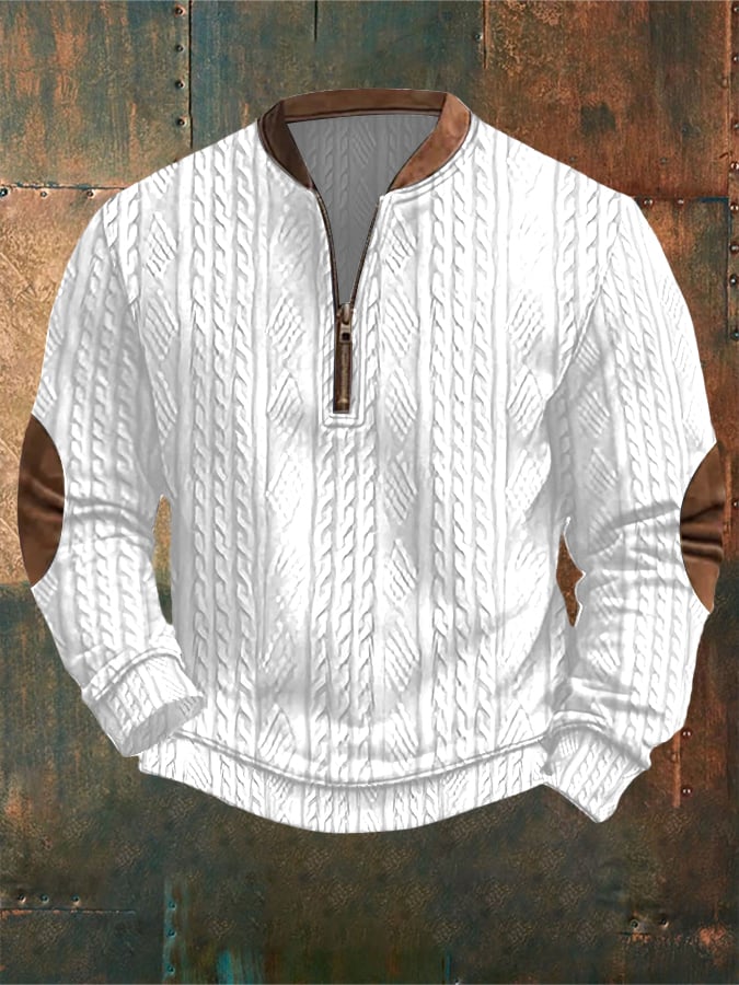 Sudadera Western jacquard cierre Neck tejido para hombre