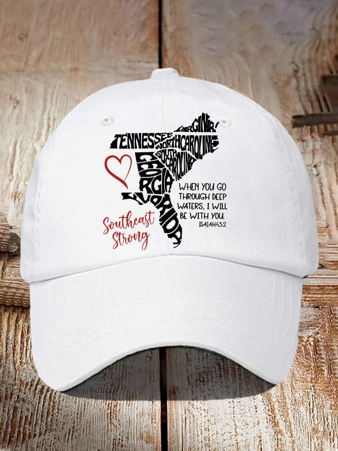 Gorras retro Southeast Strong When You Go Through Deep Waters, I Will Be With You Isaiah 43:2 Tennessee Georgia, South Carolina, North Carolina, , Virginia, Florida estampado Baseball