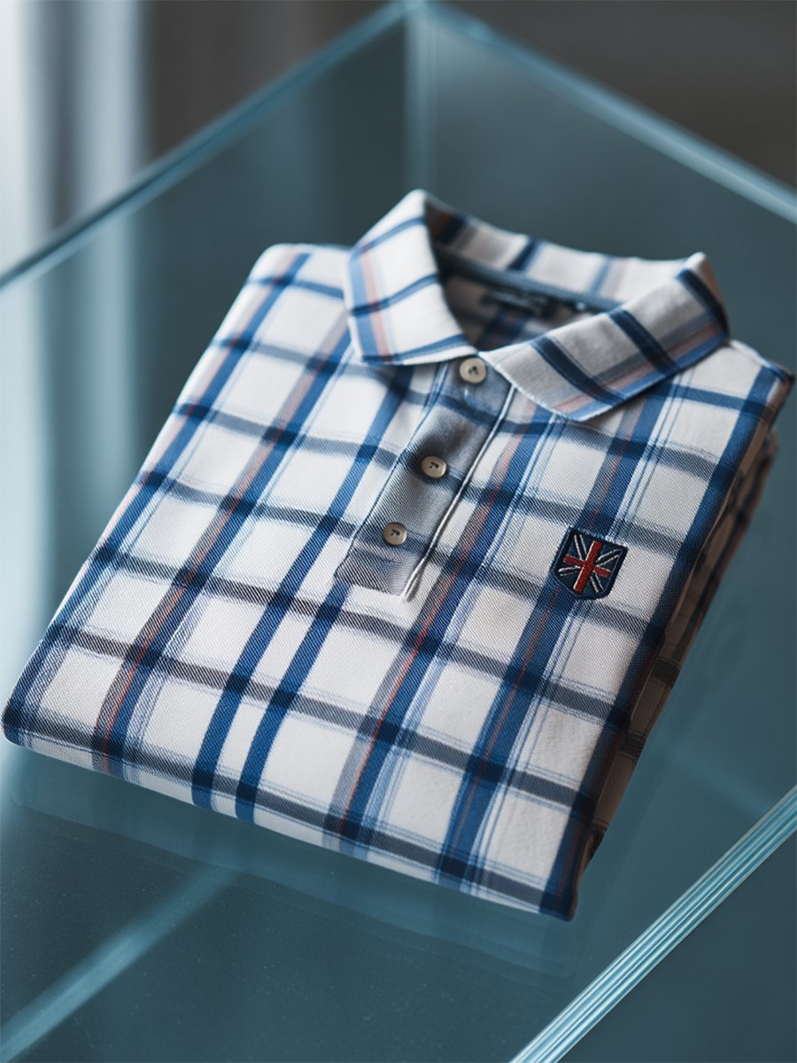 Camisa polo ejecutivo casual Union Jack Button de manga corta para hombre