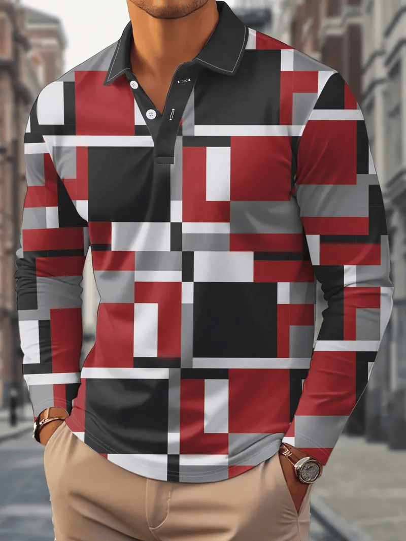 Camisa polo ejecutivo Light de lujo a rayas estampado solapa para hombre