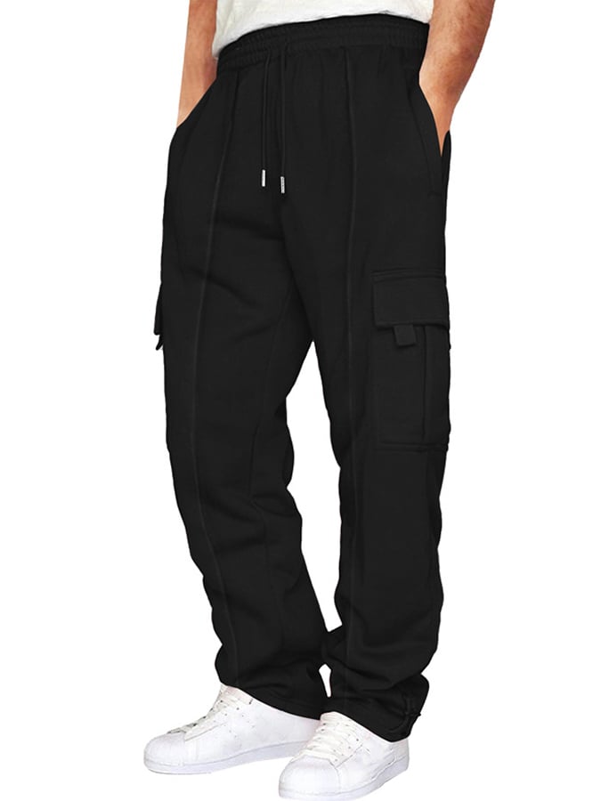 Casual de color sólido Multi-bolsillo Leggings Trousers para hombre
