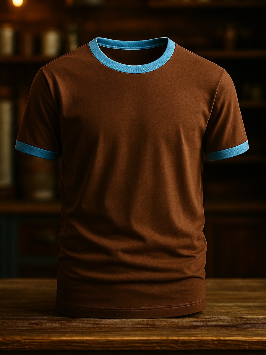 Camiseta casual Contrast Color de manga corta para hombre